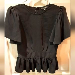 Express size XS Black Back-Zip Peplum Blouse